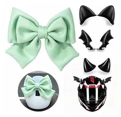 Ears Devil Wings Set, Motosiklet dəbilqələri - green-bow-4-piece-set