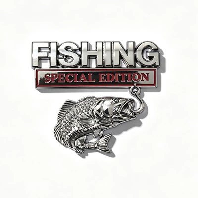 Car Logo, Automotive Emblem, Fishing Body sticker - silver-red