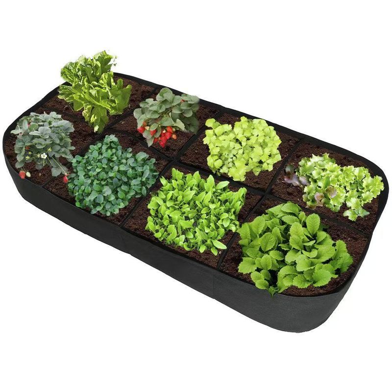 野菜や緑の植物を栽培するための国境を越えたフェルト植栽バッグ、分割型フェルト不織布、長方形、8口、マルチフォーマット栽培|undefined