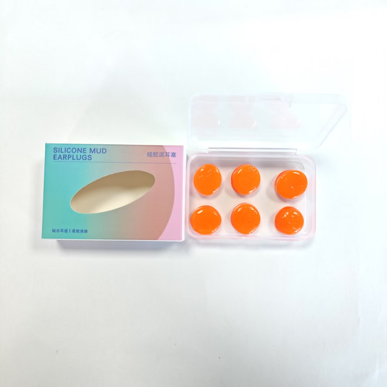 Silicone orange earplugs, 6 pieces