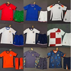 2425シーズン欧州カップ国家チーム子供サッカー服セット男性試合ユニフォームブラジルポルトガルイタリア