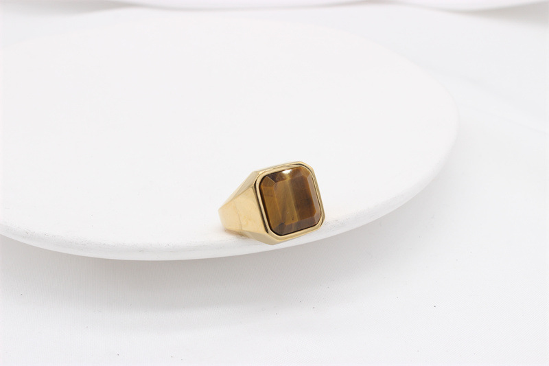 Simple Style Square Titanium Steel Inlay Artificial Gemstones Men's Rings display picture 20
