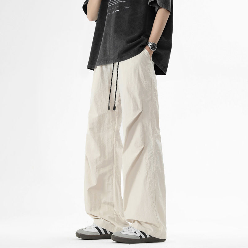 American-Style Workwear Casual Pants for Men, 2026 Summer Thin Loose Straight Quick-Dry Tactical Pants, Wide-Leg Paratrooper Pants