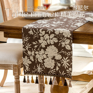 French Retro Dining Table Runner Chenille Table Cover High-end Decorative Long Strip Cloth Sideboard TV Cabinet Long Strip Cover Towel