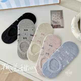 船袜女甜美蝴蝶结波点隐形袜 春夏薄款韩系短筒袜防滑透气浅口袜