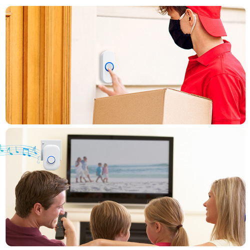 Cross-border new wireless doorbell home ultra-long distance electronic remote control flashing light smart doorbell elderly wireless call