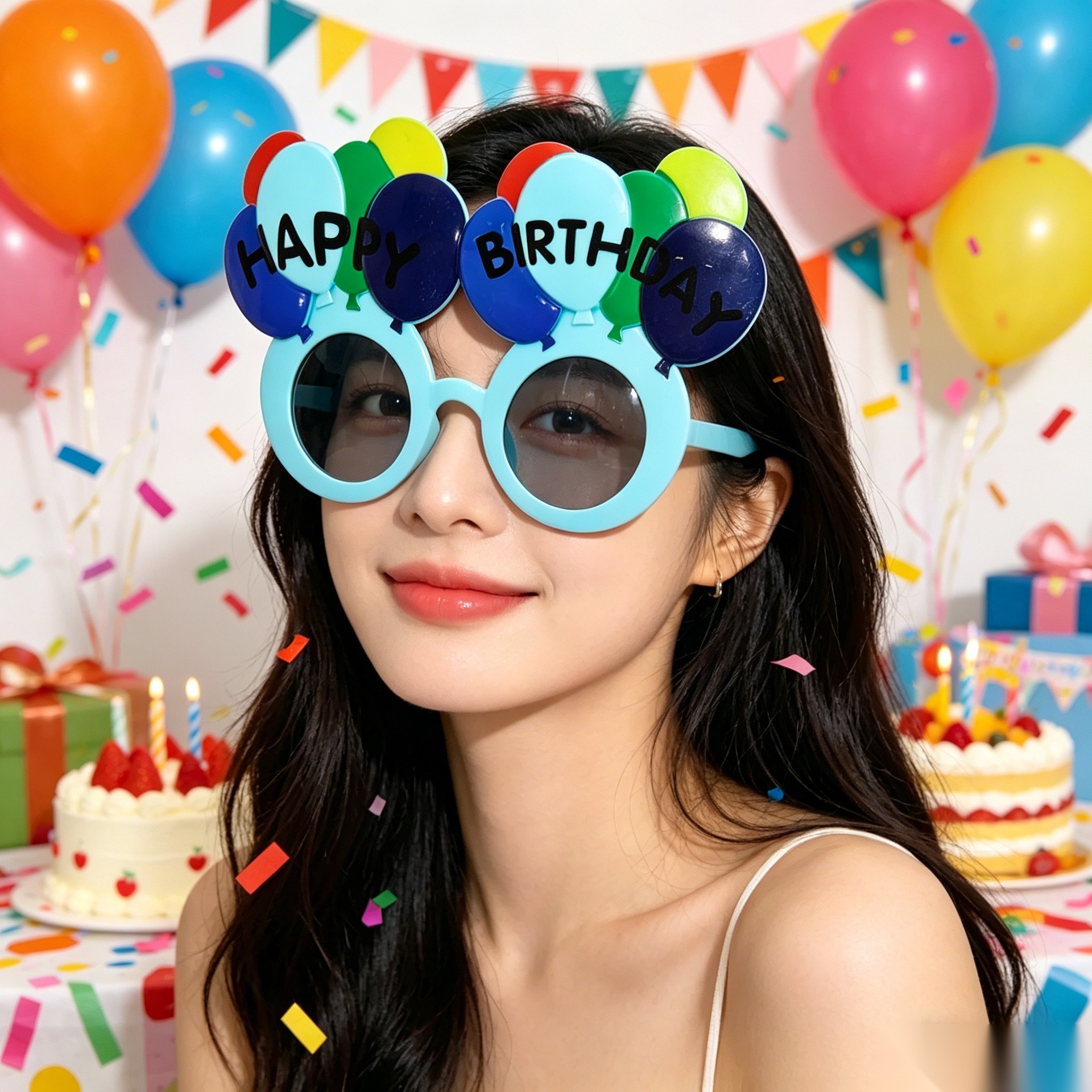 Cumpleaños temático fiesta gafas extrañas feliz cumpleaños pastel vela gafas de diseño de cumpleaños accesorios de fotos