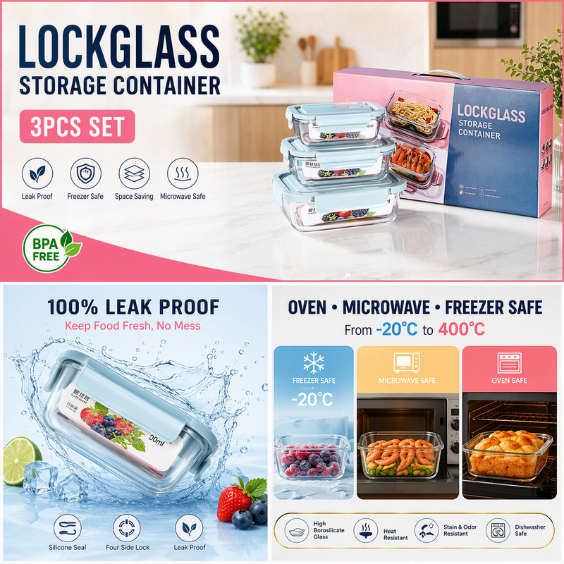 Heat-Resistant Glass Lunch Box, Microwaveable Lunch Box with Lid, Lunch Box with Glass Bowl and Preservation Box Set Heat-Resistant Glass Lunch Box, Microwaveable Lunch Box with Lid, Lunch Box with Glass Bowl and Preservation Box Set