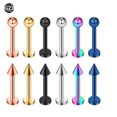 G23 Titanium Simple Lip Piercing Stud 1.2x6/8/10mm Wholesale and Retail on Amazon