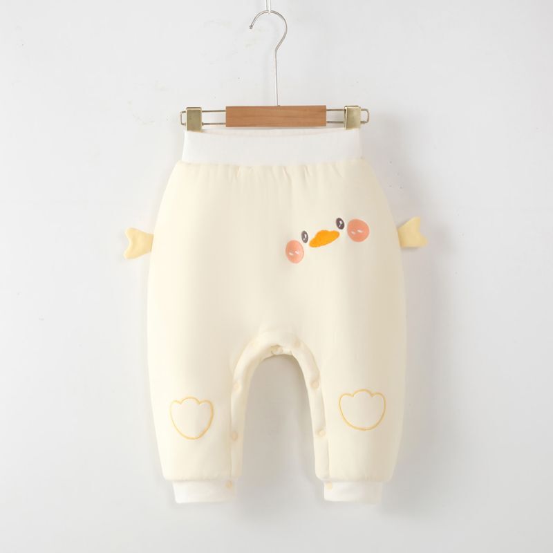 Newborn Baby Snap-Button Open-Crotch Padded Pants, Thickened for Boys and Girls, Autumn and Winter Warm Pants, Thin Cotton Pants for Going Out