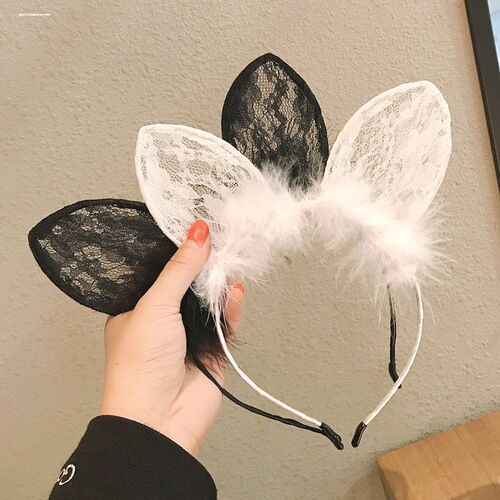 Japanese and Korean fox ear headwear neck bell collar cat ears sexy bunny girl lace rabbit ears headband