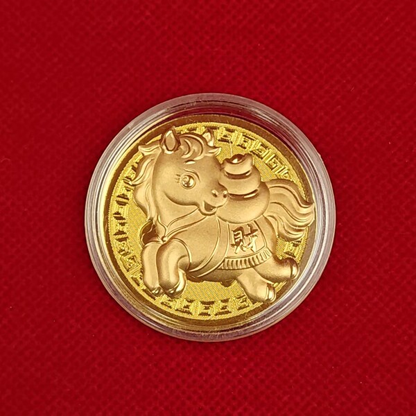 2026 Year of the Horse Good Luck Gold Foil Commemorative Gold Coin…
