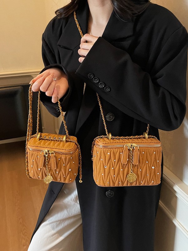 Bagos de caja transfronterizos de alto nivel de fragancia para mujeres 2025 nuevo estilo transfronterizo de cadena de diamante de alta moda bolso de hombro