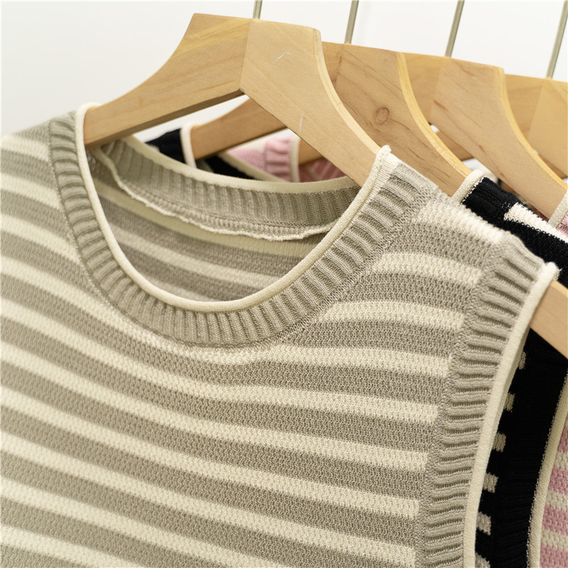 商品详情图_条纹吊带背心女士夏季外穿圆领修身显瘦内搭短款无袖