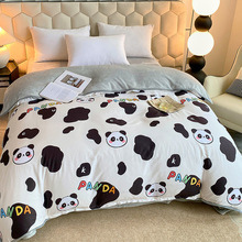 新款加厚棉加绒被套单件A版全棉B版230克法莱绒床笠款法式扎染