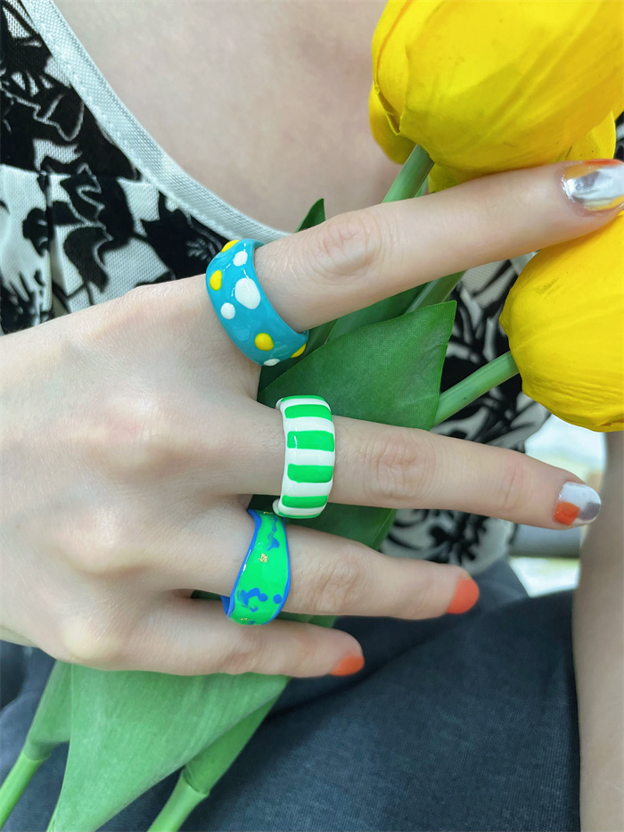 Fashion Devilu0027S Eye Polka Dots Copper Enamel Open Ring 1 Piece