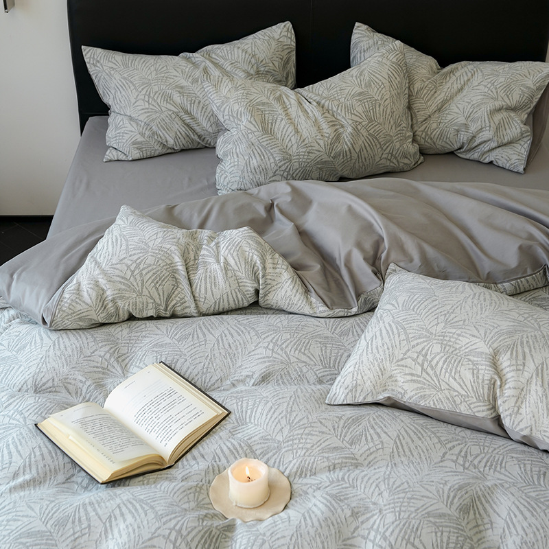 60 años de lujo ligero algodón cama de cuatro piezas set 100 algodón de tres capas de hilo de cama de alta calidad colcha sábanas dormitorio cama gaza