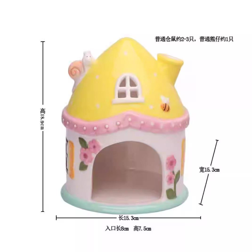 Nido de hámster cerámica edificio Casa Castillo Oso de Oro conejo fijo escondite Casa colorida decoración para mascotas siesta nido