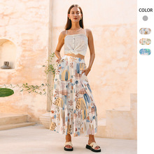 现货欧美亚马逊独立站跨境新款收腰长裙波西米亚度假风沙滩半身裙