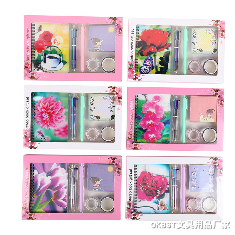 Transfronterizo de dibujos animados 3D Unicornio Chica corazón Flamingo pareja Bloc de notas Notebook papelería traje de regalo