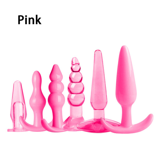 Anal plug six-piece set, fun anal plug, back court, silicone anal plug, gay products, adult products combination set, wholesale