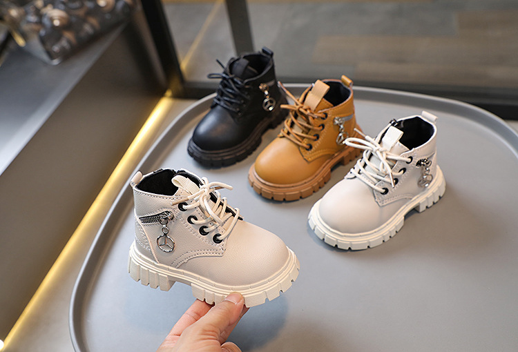 Chaussures Martin pour enfants, nouvelle collection printemps et automne pour bébés garçons, haut en cuir, fermeture éclair latérale courte, petites bottes jaunes pour filles_voghion.com