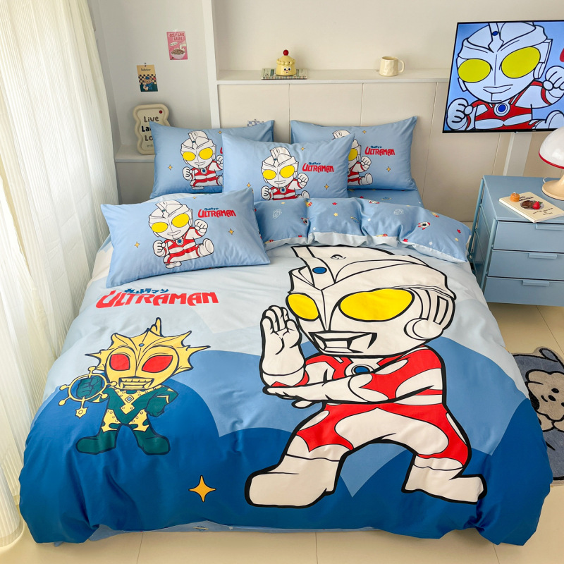 子供用ウルトラマン純綿四点セット男の子綿100% 漫画ベッドカバー三点セット寝具カバー南通|undefined