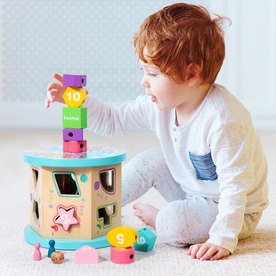 Cross-Border New Product Wooden Multi-Functional Children's Bead Treasure Box Early Education Intellectual Matching Scene Intelligence Box Toy