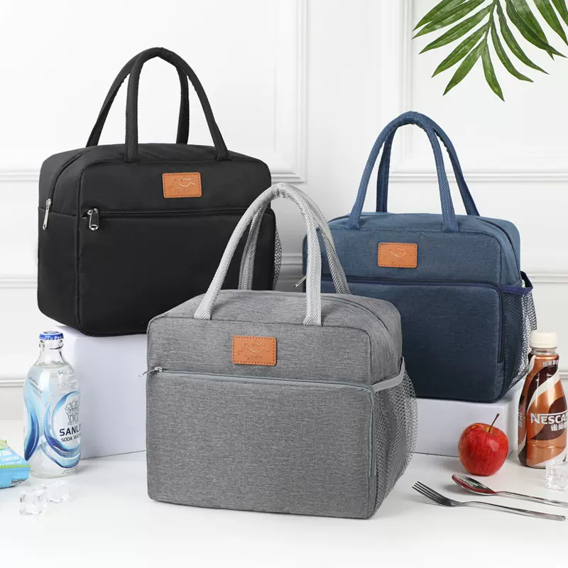 跨境热销保温包大容量手提包上班族通勤保鲜冰包阳离子纯色保温袋