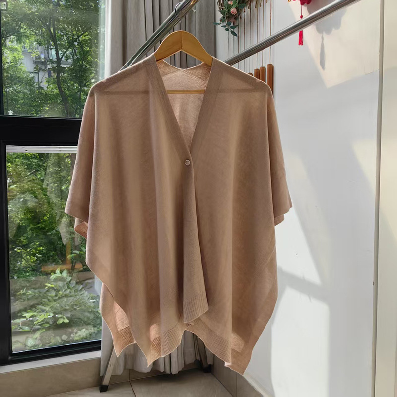 Wearable Shawl 2025 New Style Summer Sun Protection Thin Cape with Buttons Dress Cloak Knitted Vest Wearable Shawl 2025 New Style Summer Sun Protection Thin Cape with Buttons Dress Cloak Knitted Vest