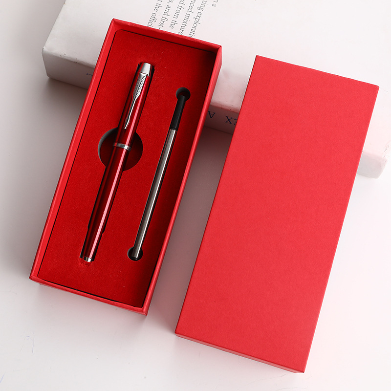 Juego de alta calidad rojo regalos de negocios metal bolígrafo de firma bolígrafo personalizado logotipo publicitario bolígrafo neutro