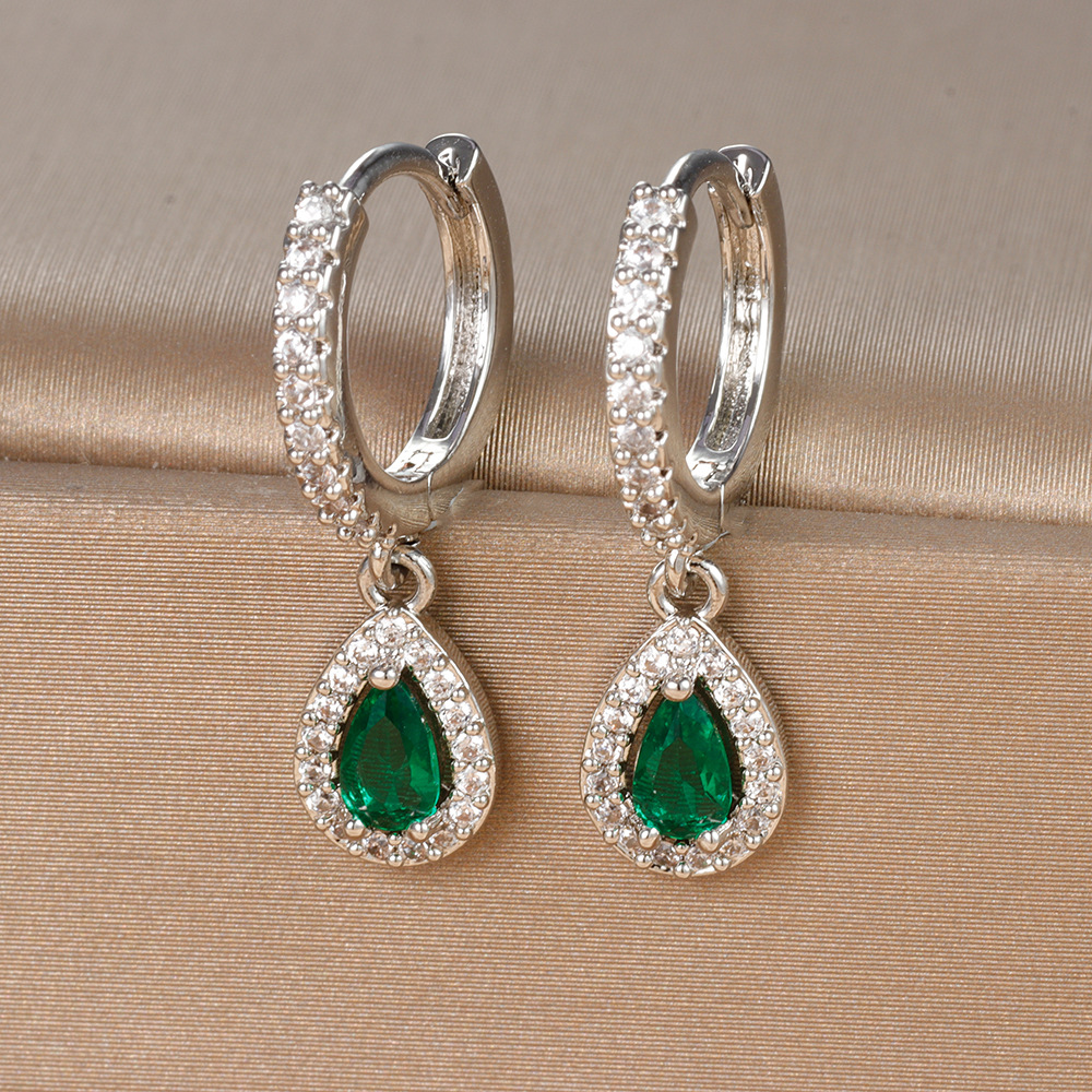 8g Weight 925 Sterling Silver Ear Needle Material Zircon Inlay Material Charm Sleeper Hoop Earrings, Drop Earrings Classification 1 Pair Quantity Daily, Street Occasion Copper Material Geometric, Water Droplets Pattern All Seasons Season Women's Gender Plating Design Elegant, Vintage Style Style 1 Pair Elegant Vintage Style Geometric Water Droplets Plating Copper Zircon Drop Earrings 7