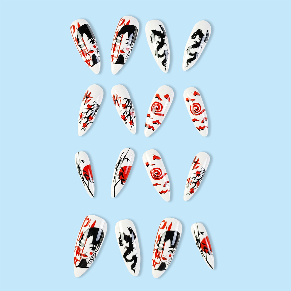 Ventas transfronterizas en caliente de Halloween tema de uñas de terror, 24 piezas de uñas empacadas, parches de uñas terminados