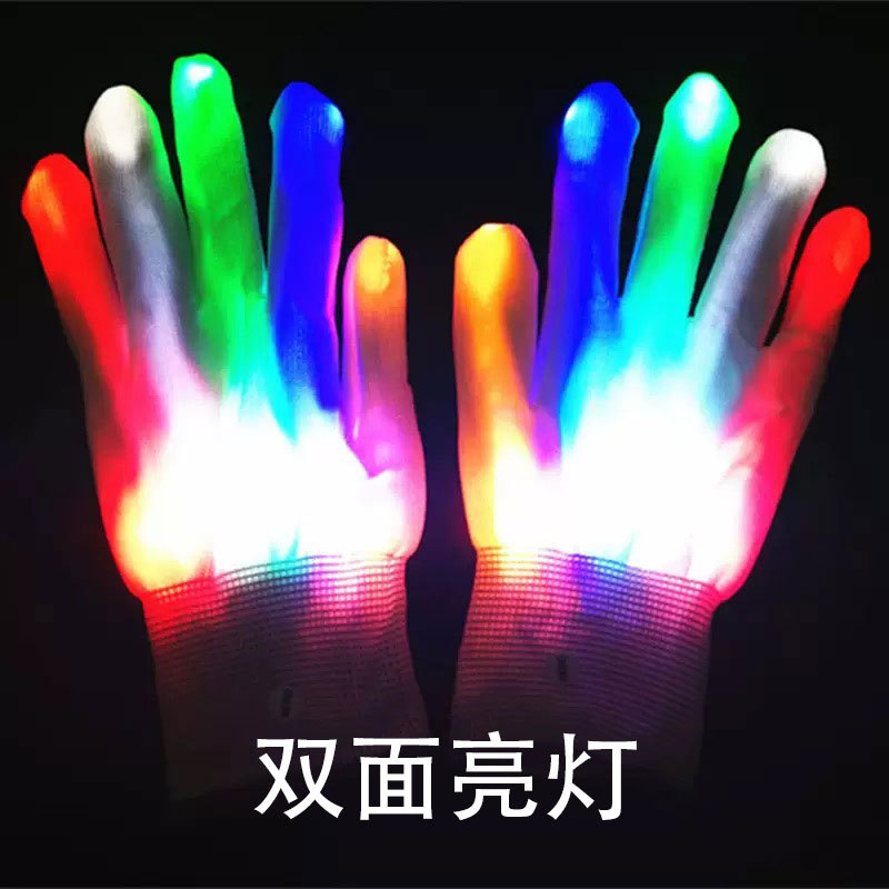 Ventas transfronterizas en caliente spot colorido guante de flash arco iris LED fluorescente props de espectáculo de Navidad