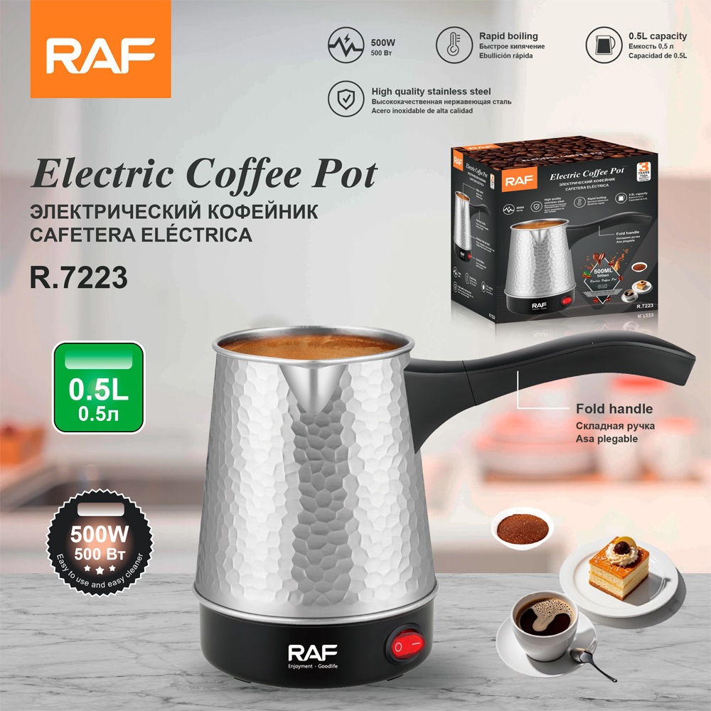 Cafetera Eléctrica Turca de 500ml de Acero Inoxidable 304 con Mango