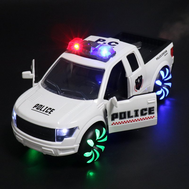 Niños eléctricos policiales de pulverización universal colorido música iluminación modelo de coche de policía coche de juguete al por mayor