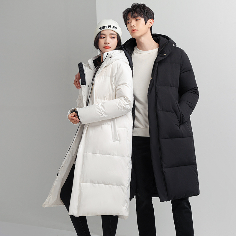 Lovers money men and women Same item Down Jackets 2021 winter new pattern Mid length version Overknee thickening Winter clothes leisure time coat