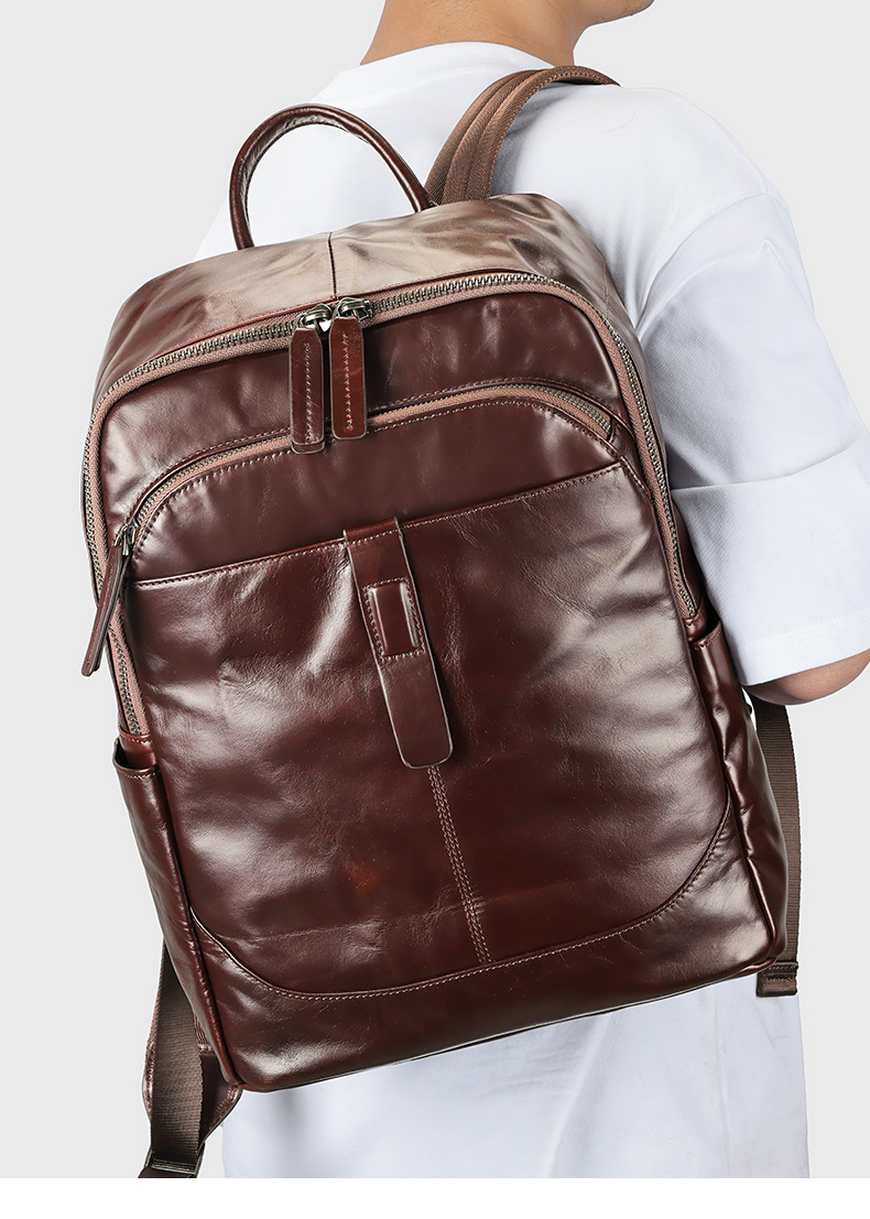 Men's Genuine Leather Backpack - Stylish Casual Laptop Bag_voghion.com