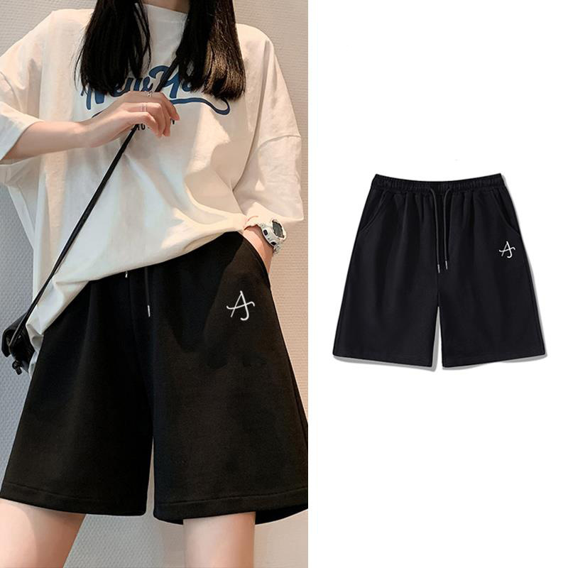 Plus-size women's athletic shorts (300 lbs), summer style, thin, casual, Korean style, slimming, loose, high-waisted, five-point pants.