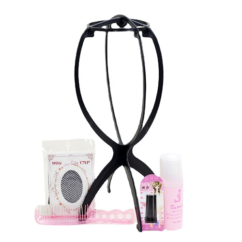 Manufacturer wholesale wig special care three-piece set five-piece set steel comb care solution hair care stand hair net