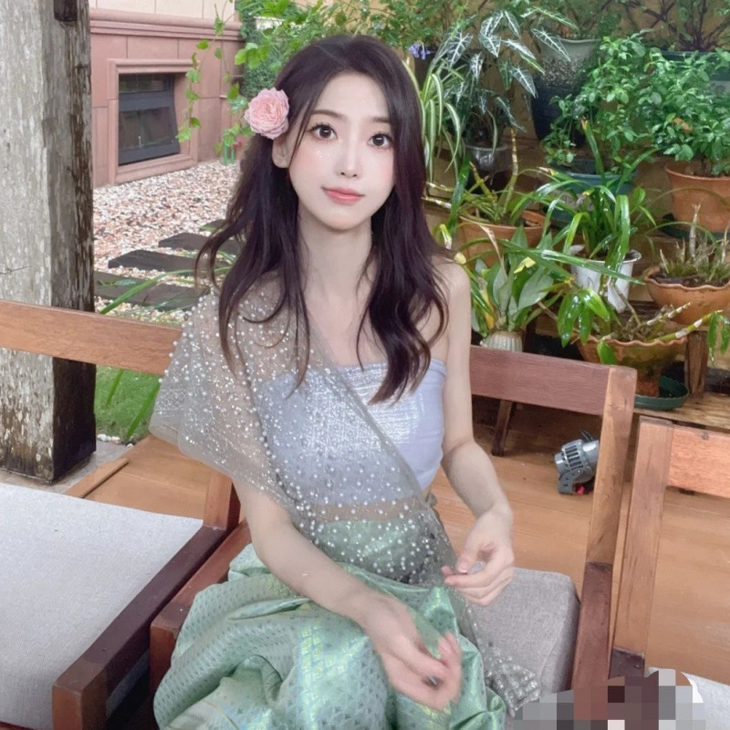 9호 브라랩 + 스커트 + 숄 프랜지파니 머리핀 포함