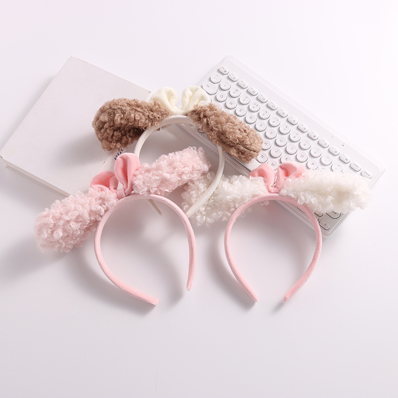 韓版女生卡通可愛動物洗臉化妝發箍 防滑2023新款兔毛頭扣髮飾