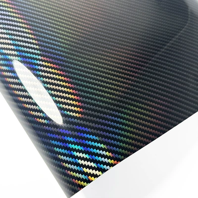 Cross-border new PET9d colorful laser rainbow carbon fiber central control interior sticker rearview mirror full body color change film (Auto Color Change Film) - laser-black-10cm152cm