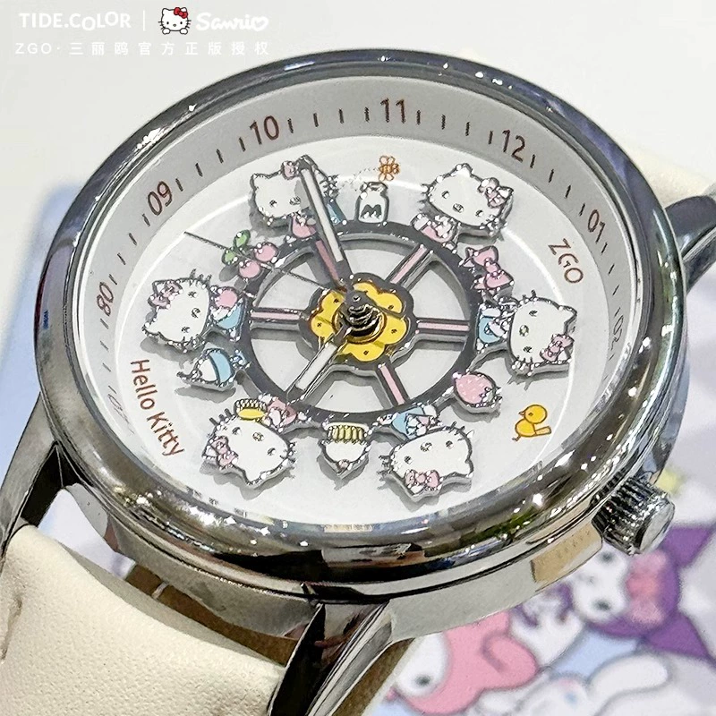 Инфицированное/подлинное Sanrio, Hello Kitty, милые швейцарские часы, водонепроницаемые кварцевые часы, подарок на день рождения