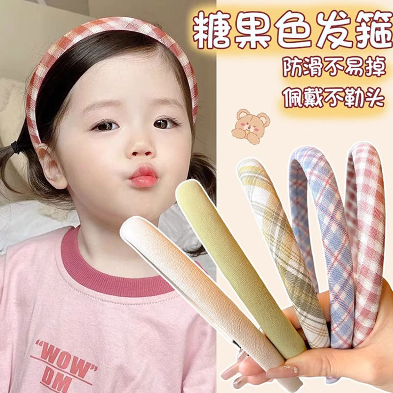 Color coreano de banda de cabello a cuadrícula 2024 nueva niñas de estilo universal fuera de la abrazadera de cabello niñas de alta presión de cabello