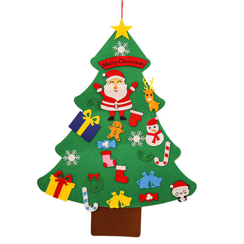Nuevo árbol de navidad de fieltro transfronterizo para niños bricolaje pegar juguete de Navidad hecho a mano creativo colgante de árbol de navidad