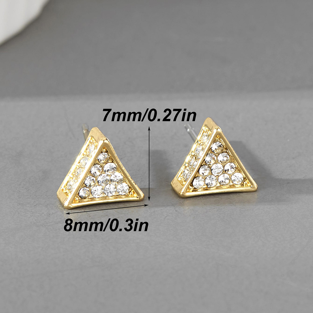 European And American Small Triangle Rhinestone Earrings display picture 2