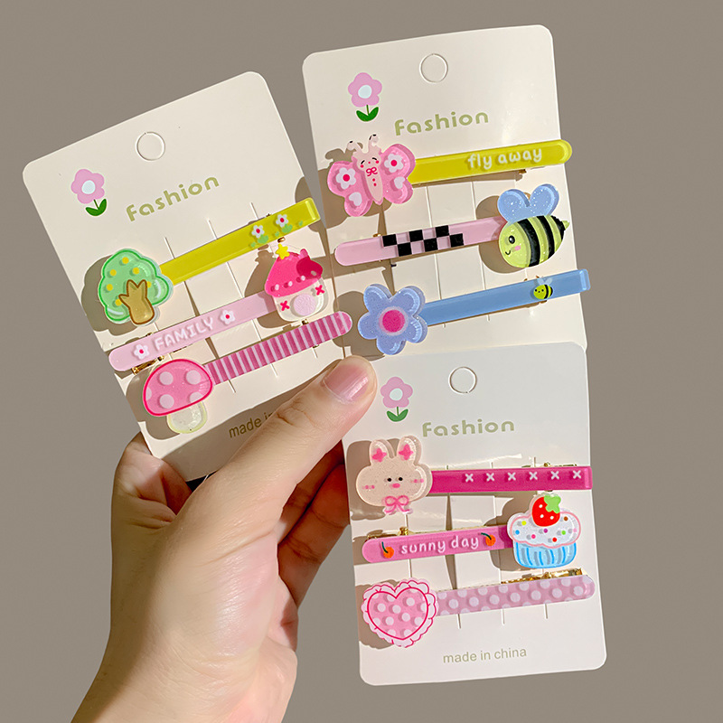 Dulces dibujos animados para niños, una palabra de mar, clip para el cabello roto, clip para el cabello de niña, clip lateral para el cabello