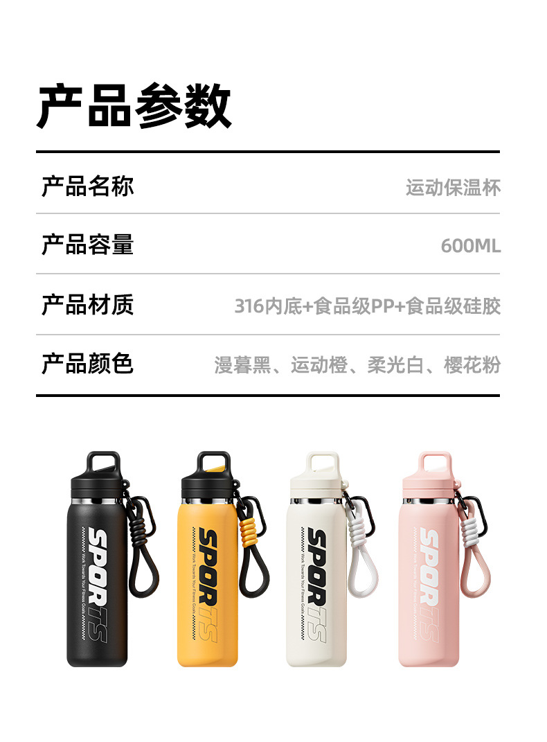 Neue Edelstahl-Isolierflasche mit One-Touch-Deckel, Outdoor-Trinkflasche, Fahrrad-Sportflasche, Schüler-Strohhalm-Becher