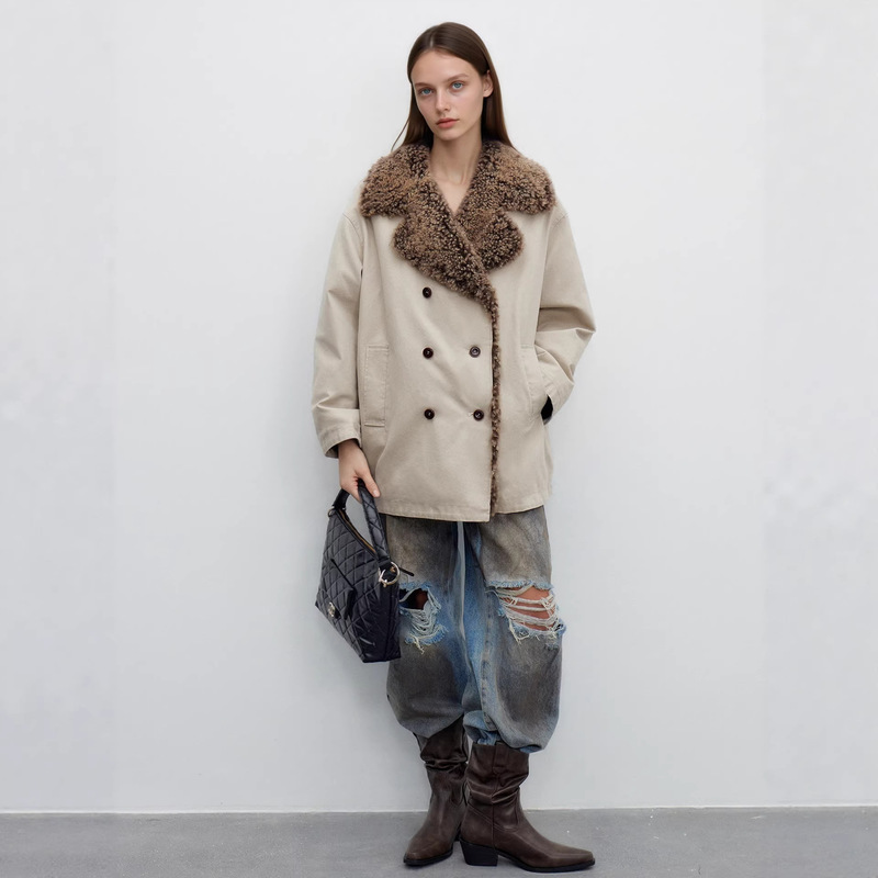 Jiarong Factory Wool and Fur Integrated Turn-Down Collar White Goose down Parka Windbreaker Jacket Old Time Journey Jiarong Factory Wool and Fur Integrated Turn-Down Collar White Goose down Parka Windbreaker Jacket Old Time Journey